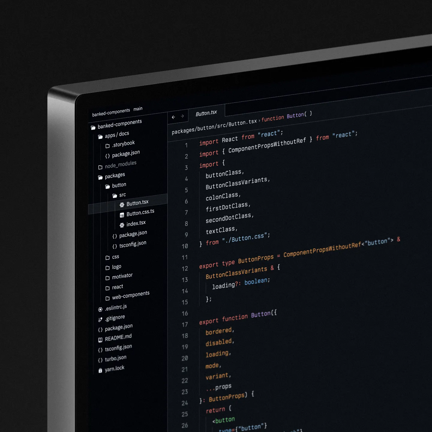 Monitor displaying Pay by Bank component source code