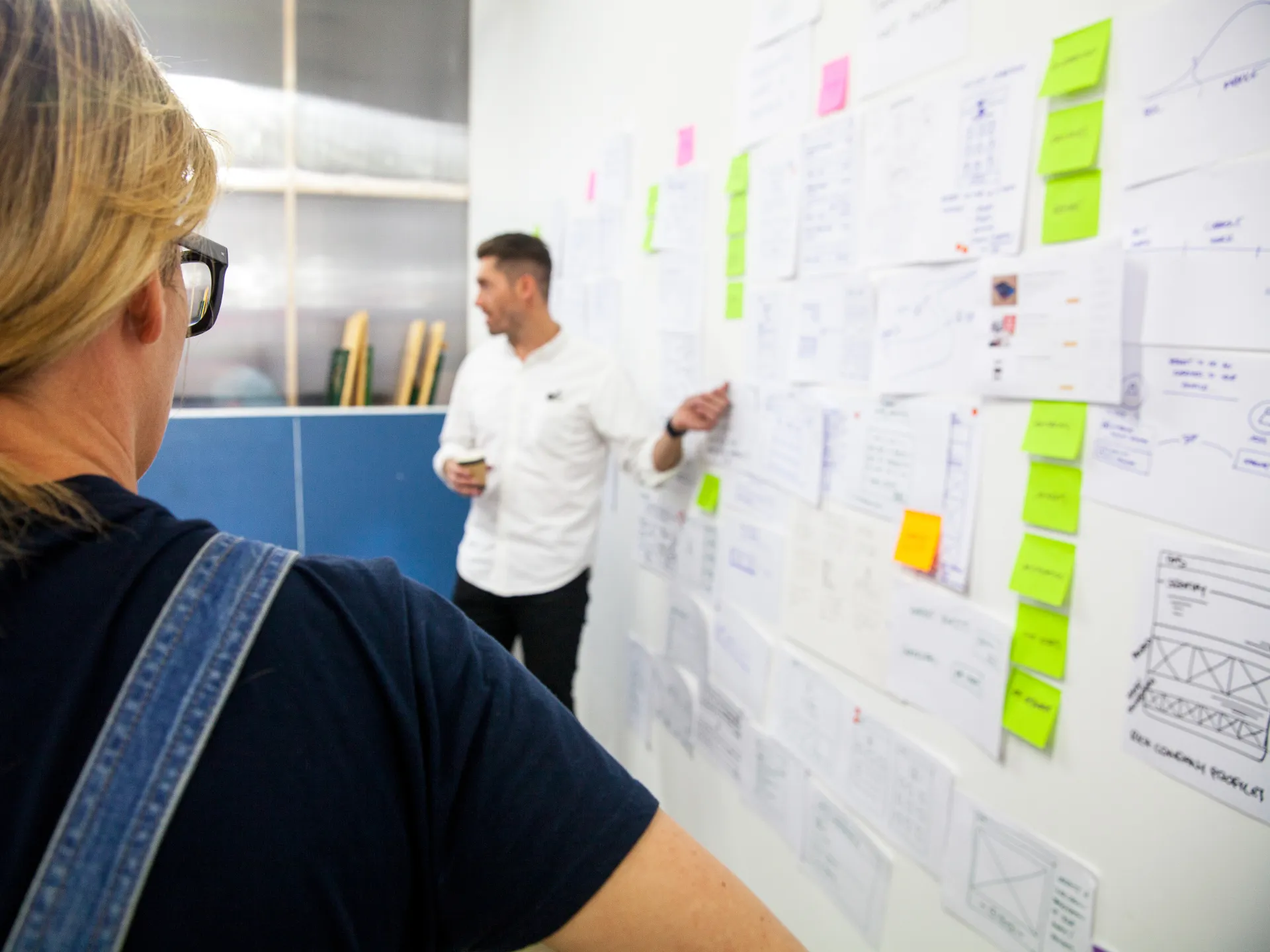 Feedback session with Pip on a selection of wireframe sketches